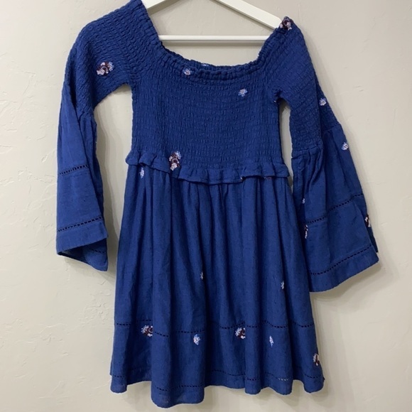 Free People blue boho smocked top size small - Picture 7 of 11
